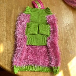 Dog Vipoochy Sweaters size M pink green mix wool with angora light …